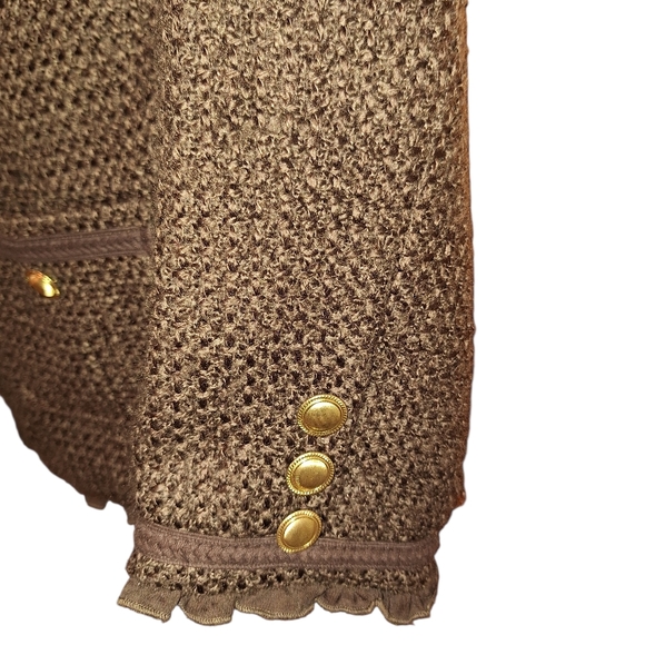 Joan Rivers Brown Nubby Acrylic Wool Blend Blazer Ladies 10 Vintage Career Celeb - Picture 4 of 5